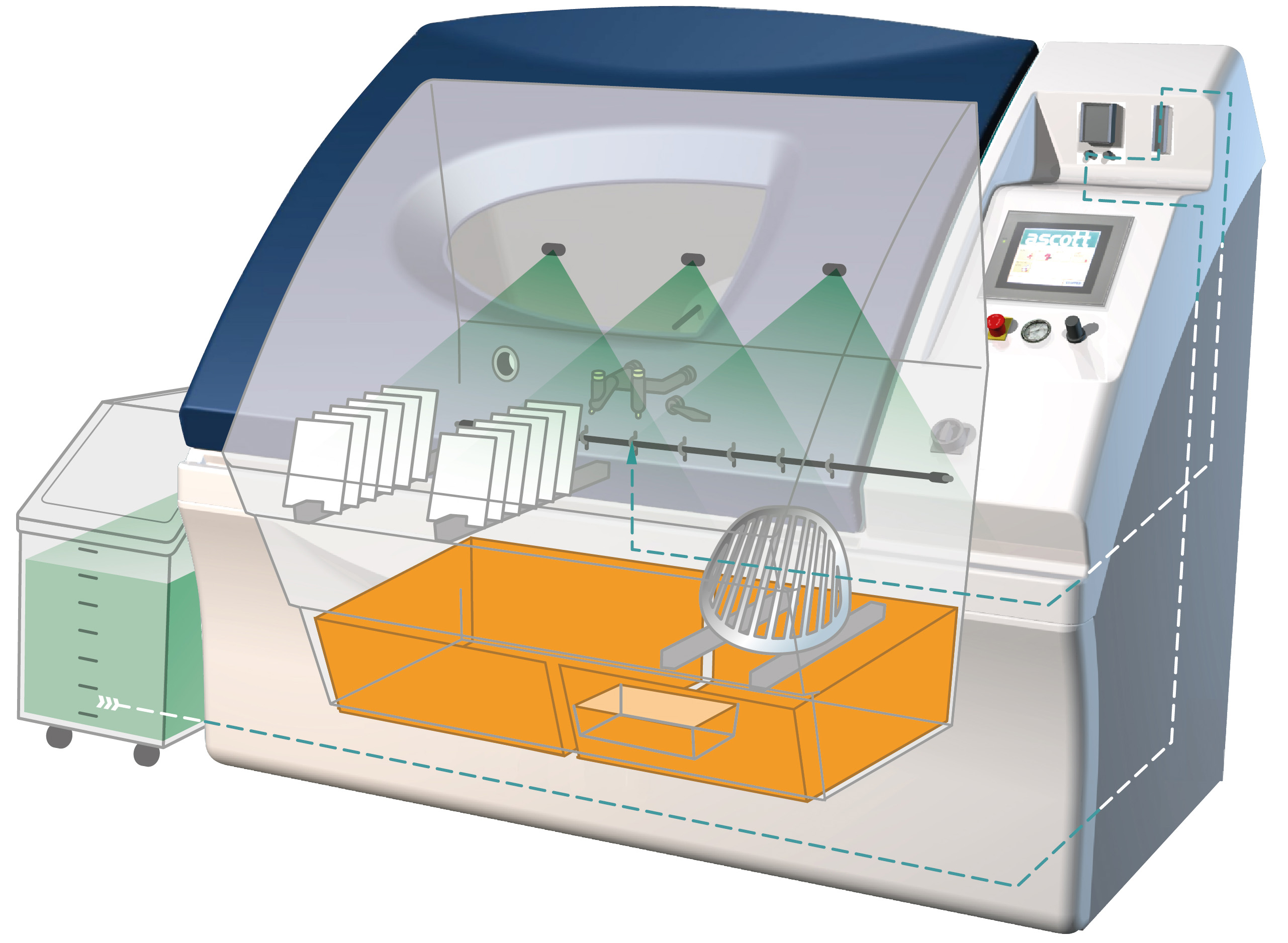 Ascott Analytical 1K Hoofdillustratie IP - Ascott Analytische wereldleiders voor corrosietestkamers, automotive, ruimtevaart, productie.